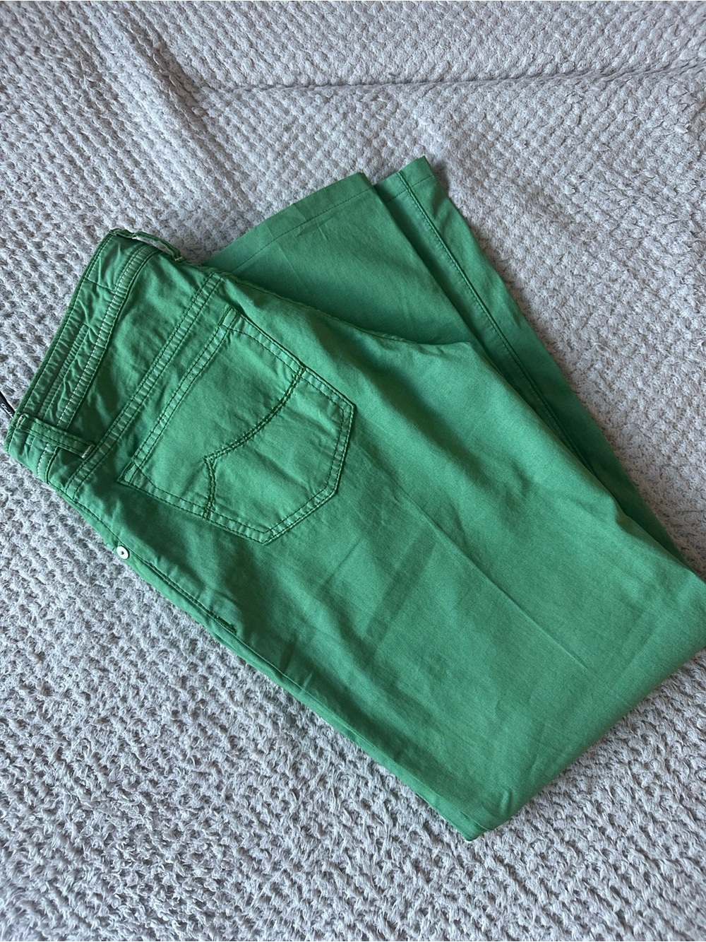 Jacob Cohen Green Jeans with Orange Accent Button